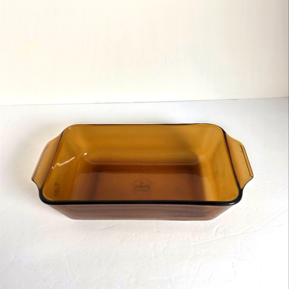 Vintage Fire King Anchor Hocking Bread Loaf Pan Amber 7x 4 inch 1 Qt USA